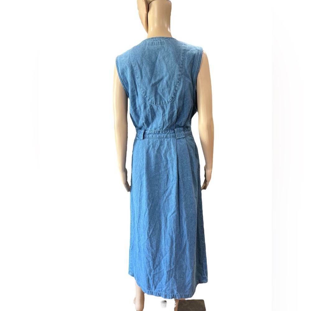 Denim western folk Bryn Connelly cottage Midi Jumper vintage Dress - Picture 3 of 8